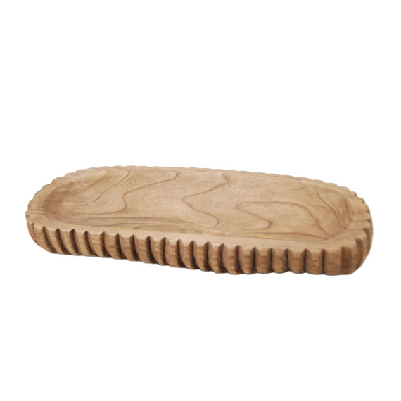 N159 Wood Ribbed Dough Bowl - Brown 17.25" x 14" x 14.5"