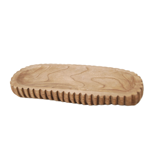N159 Wood Ribbed Dough Bowl - Brown 17.25" x 14" x 14.5"