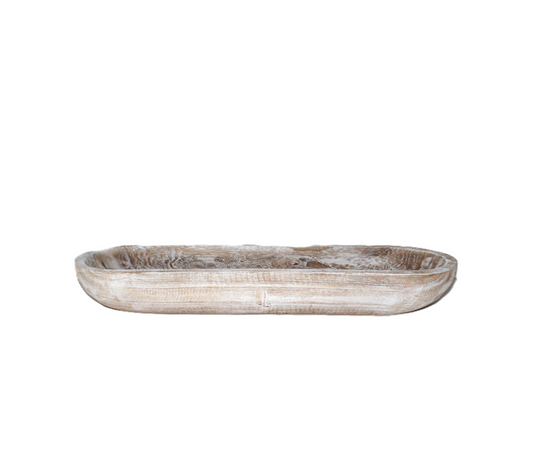 N176 Wood Bowl - Antique White 24" x 13.75" x 14.5"