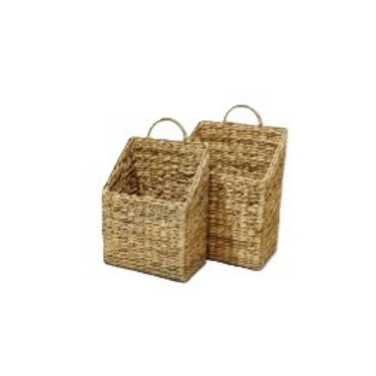 N2933 Handled Basket (Set of 2) Natural, 11.5" X 7.75" X 17.25", 9.75" X 6" X 15.75"