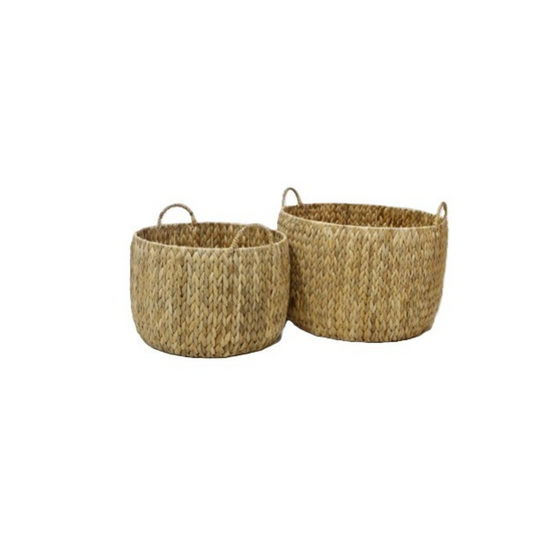 N2821 Handled Round Woven Basket (Set of 2), 20" x 16.25" & 17" x 14.5"