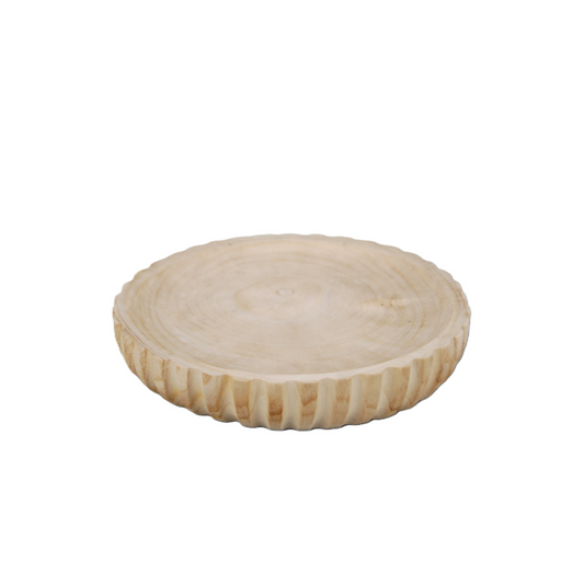 N164 Wood Ribbed Bowl - Natural 17" x 13.75" x 13.75"