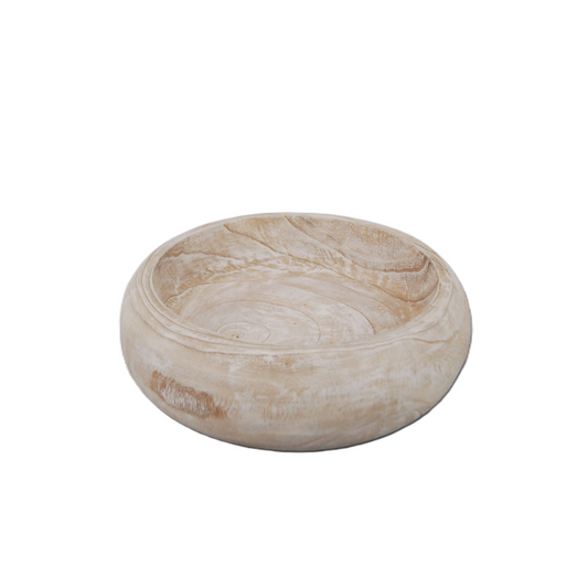 N177 Wooden Bowl - Antique White 13" x 12.75" x 15.5"