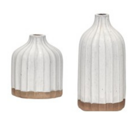 CM3233 Ceramic Vase (Set of 2) - White/Natural 11.5" & 14"