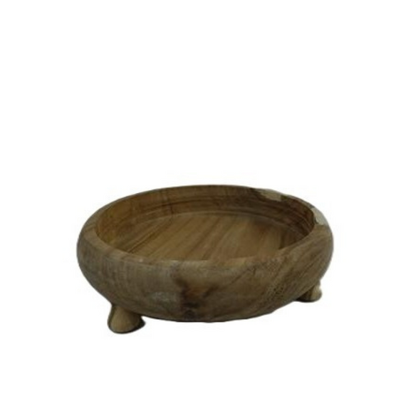 N118 Wooden Bowl w/Legs 11.75" x 11.75" x 3.75"