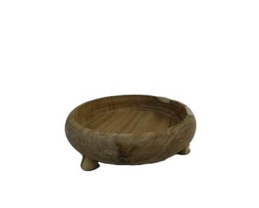 N118 Wooden Bowl w/Legs 11.75" x 11.75" x 3.75"