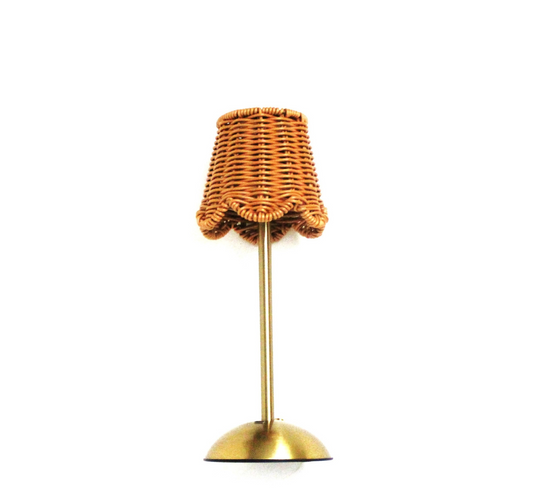 LED102 LED USB Lamp - Rattan Shade- Gold 4.5" x 11.75"