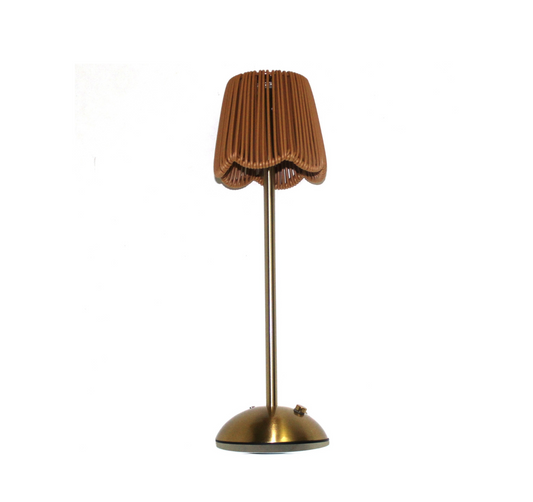 LED103 LED USB Lamp - Scalloped Rattan Shade - Natural 4.5" x 14.5"