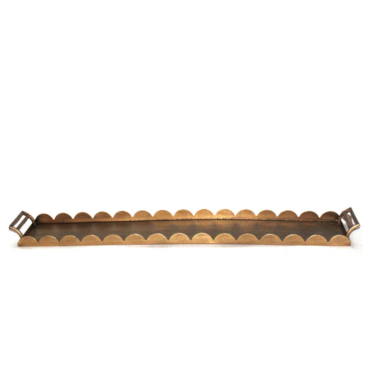T117 Scalloped Metal Tray - Gold 38.25" x 7" x 2.25"