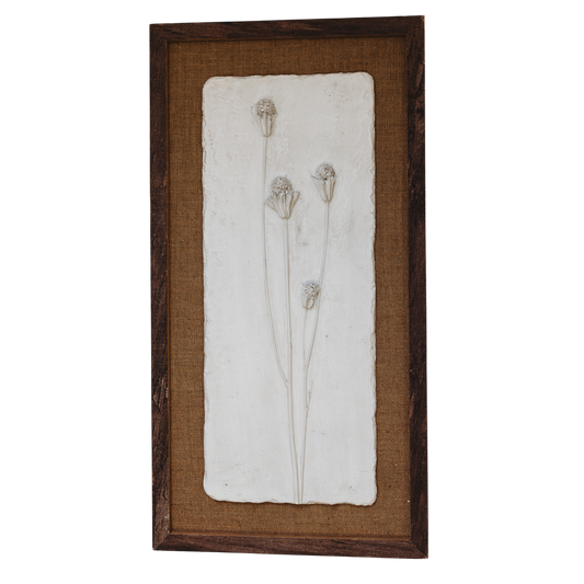 WA109 Botanical Wall Art - 3 White Flowers 12.5" x 1.5" x 24" PK2