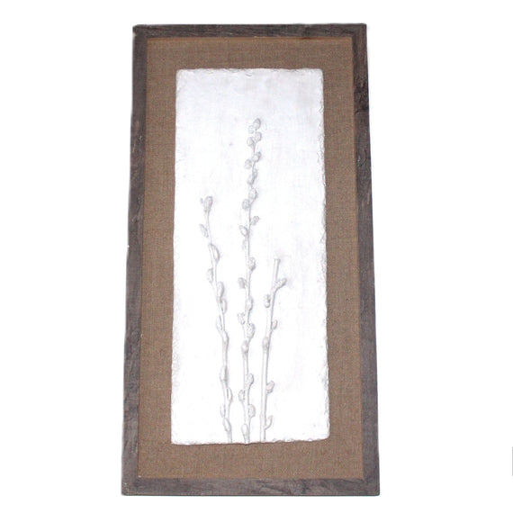 WA110 Botanical Wall Art - Pressed White Pressed Blossoms 12.5" x 1.5" x 24"