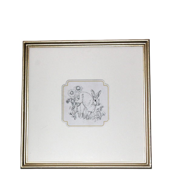WA116 Rabbit Sketch w/Butterfly- Wall Art 12" x .75 x 12" PK 4