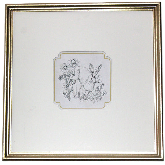WA116 Rabbit Sketch w/Butterfly- Wall Art 12" x 1" x 12"