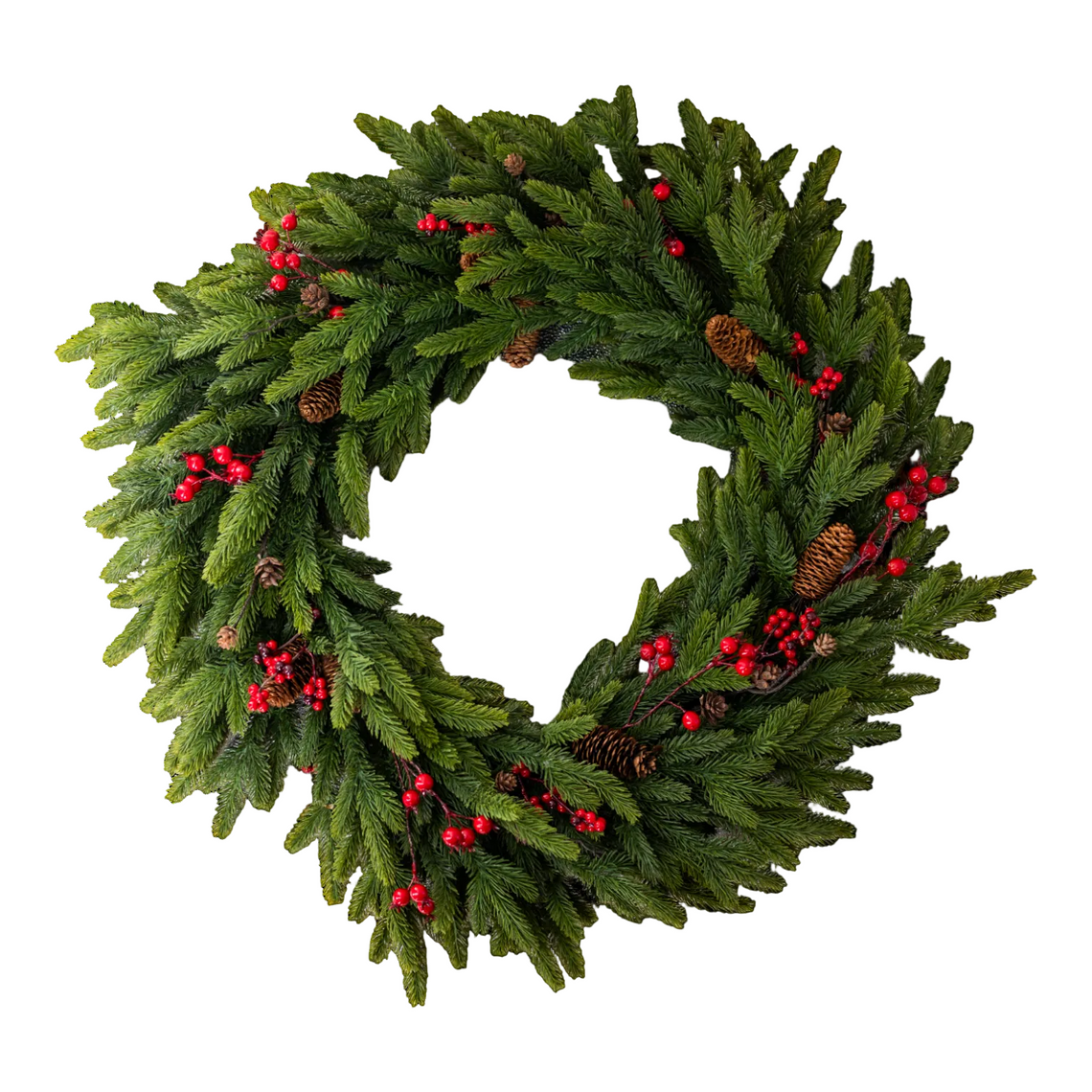 WR103 Real Touch Fir Pine w/Red Berry Wreath 32" PK1