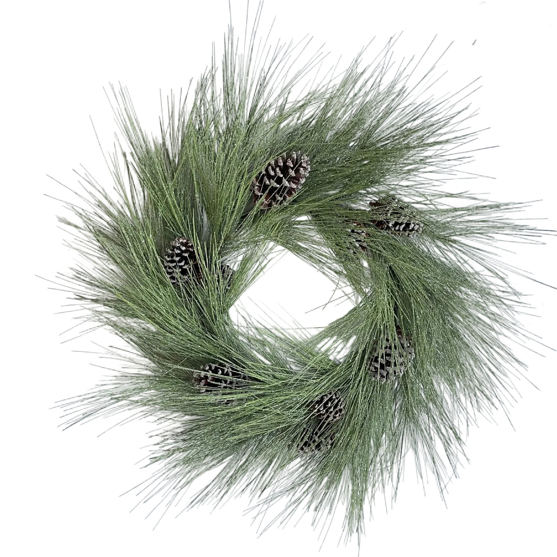 WR105 Frosted Long Needle Pine w/Pinecones Wreath 36" PK1