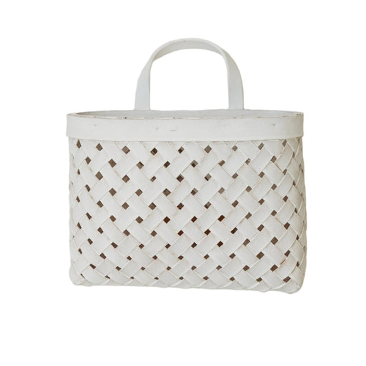 N129 Woven Wall Basket - White 8.25" x 4.5" x 6"