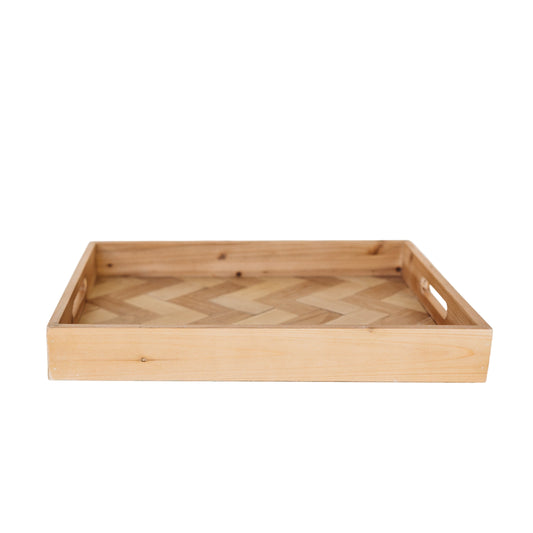 T111 Rectangular Wooden Trays (Set of 2) 15" x 10.75" x 1" & 17" x 12.5" x 1.5"