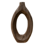 N142 Wood Oval Vase - Brown 10.25" x 2.5" x 18.25" PK 2