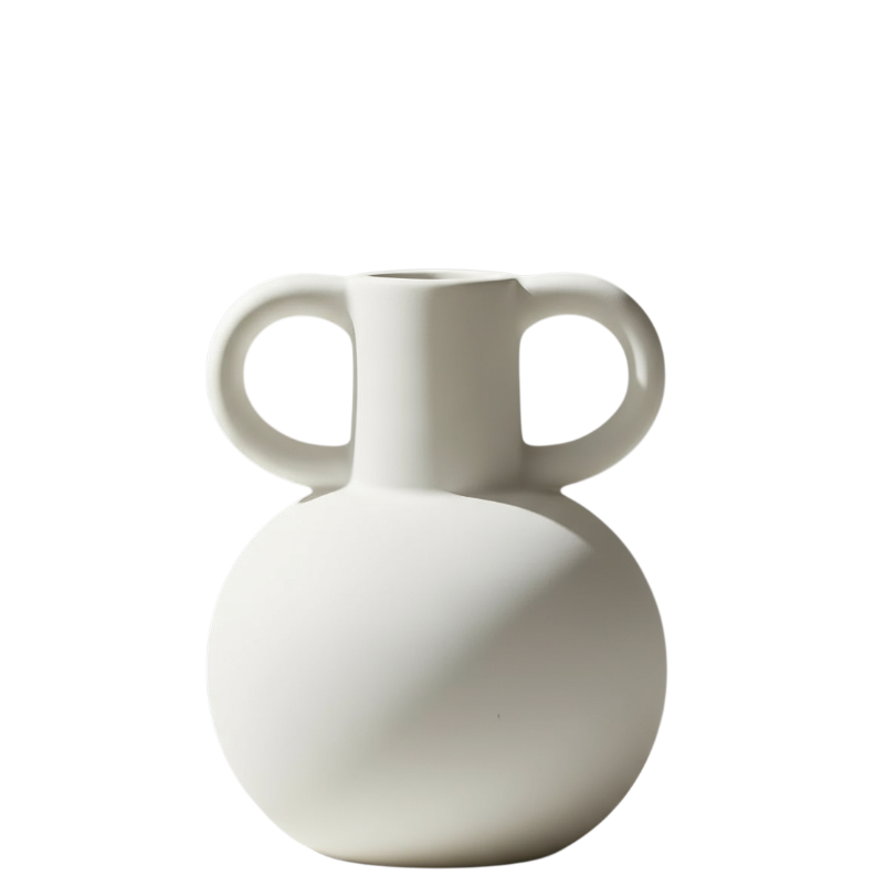 CM109 Ceramic Vase w/Handles - White 3.5" x 4" x 5.25" PK 4