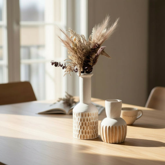 N154 Wood Pattern Vase 6.5" x 6.5" x 9.5" PK 2